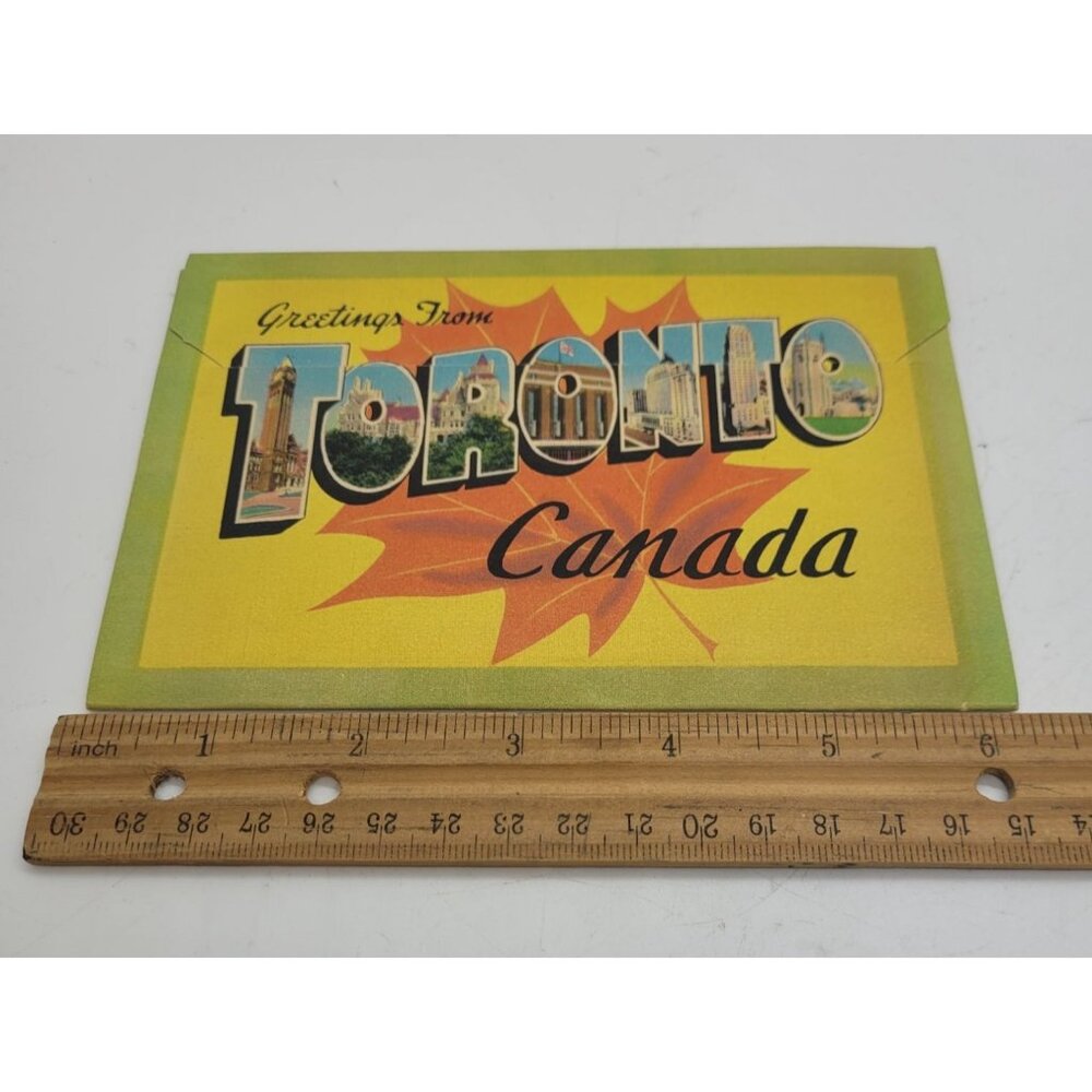 VTG Toronto Canada Postcard Booklet 1940s Travel Souvenir Colorful Landmarks